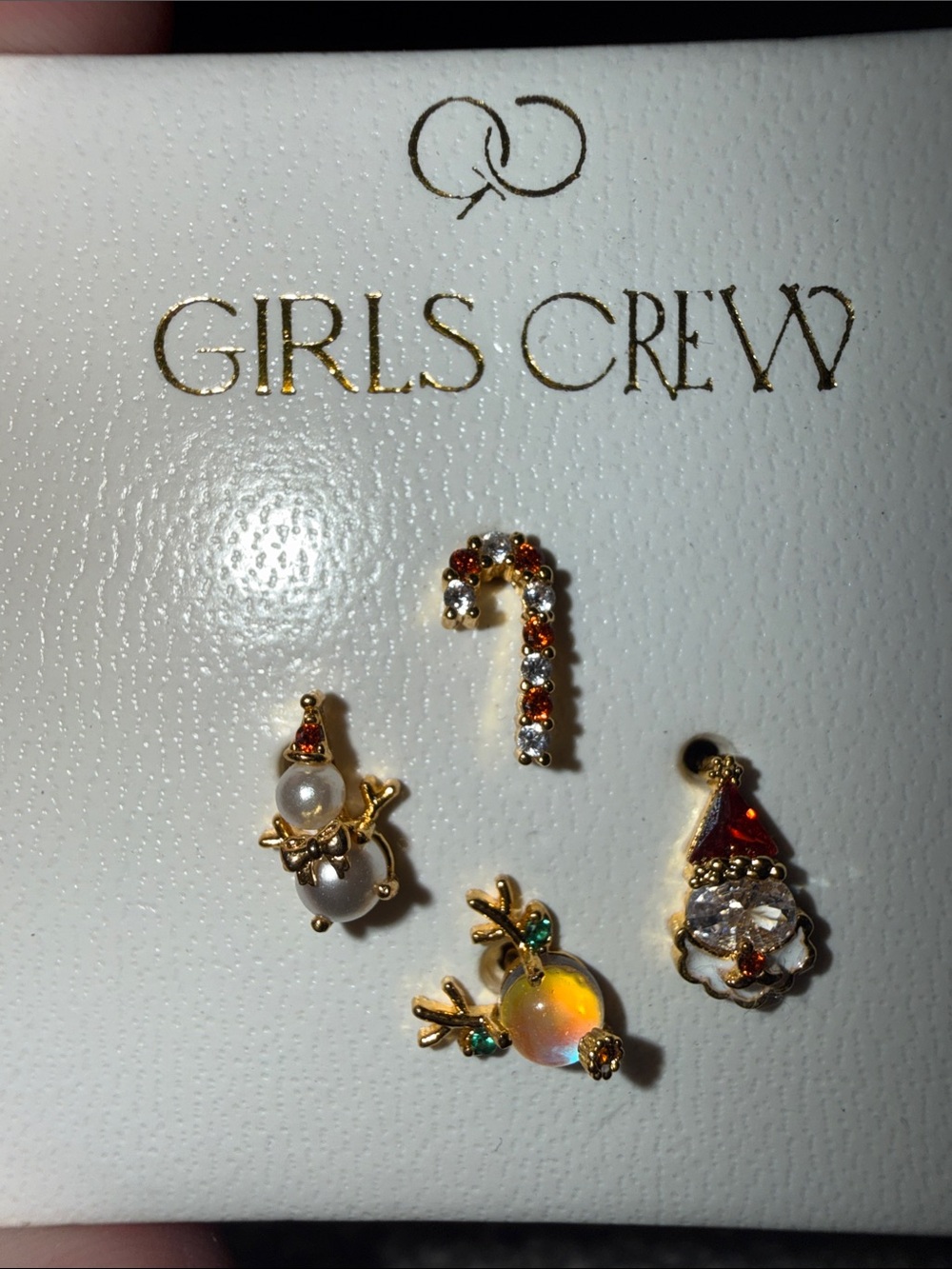 Girls Crew Holly Jolly Gold-Tone Holiday Earring Set NEW